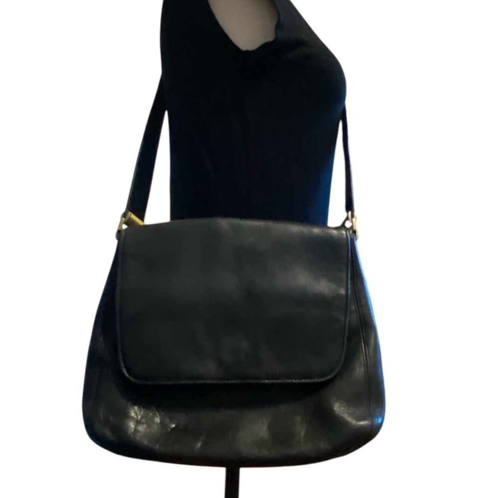 Tignanello black leather crossbody messenger bag
